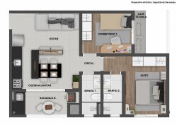 Apartamento 02 dormitórios no Residencial Algarve 