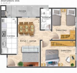 Apartamento com 02 dormitórios no Residencial Carolina 