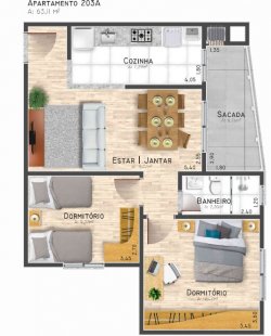 Apartamento com 02 dormitórios no Residencial Carolina 