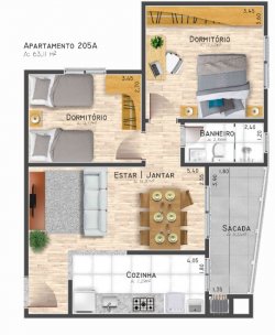 Apartamento com 02 dormitórios no Residencial Carolina 