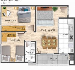 Apartamento com 02 dormitórios no Residencial Carolina 