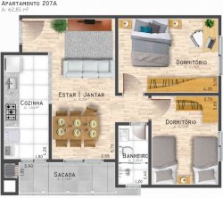Apartamento com 02 dormitórios no Residencial Carolina 