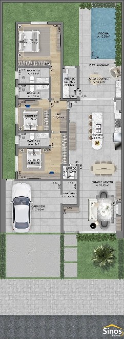 Casa de alto padrão com 03 dormitórios no Residencial Minuano 