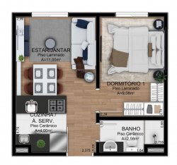 Apartamentos com 01 e 02 dormitórios no Residencial Lisboa 